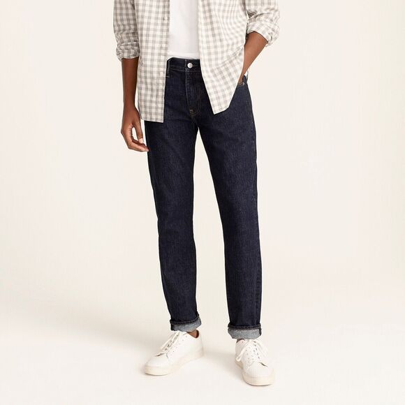 NEW 30 30x30 J.Crew 484 Slim-Fit Low-Rise Cotton Jeans Resin Rinse Dark